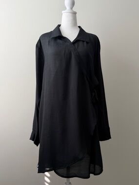 NWOT Black Long Sleeve Wrap Tunic Dress or Beach Cover-Up